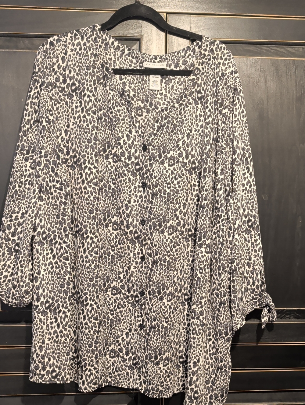 Catherine's Animal Print Button-Front Women’s Top - Black & White